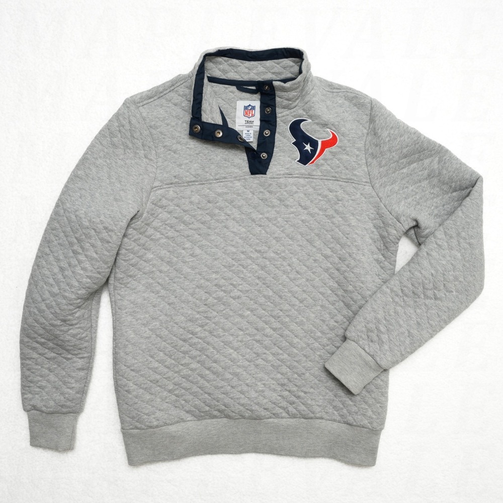 NFL Houston Texans Sweatshirt Women's Sz M Grey NFL Team Quilted Quarter Snap - Picture 3 of 10